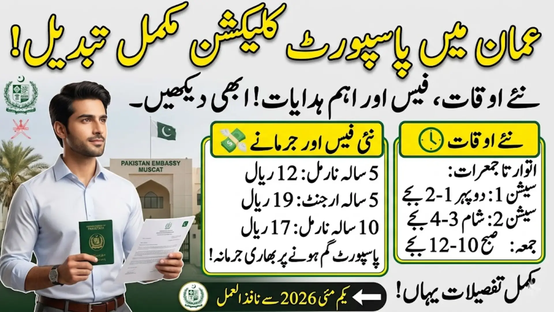 Pakistan Embassy Oman Passport Collection Timings and Fee Structure 2026 New Schedule