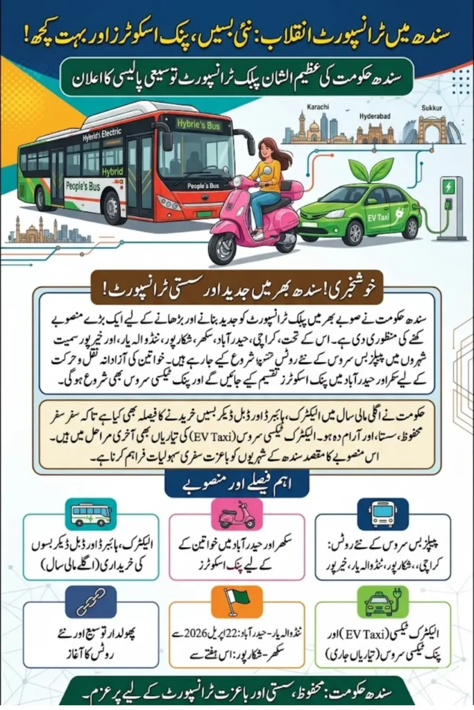Sindh Massive Public Transport Expansion 2026 with New Bus Routes and EV Taxis