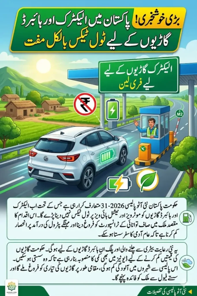 Toll Tax Exemption for Electric Vehicles in Pakistan Under Auto Policy 2026–31 Full NEV Incentives Explained